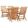 vidaXL 5 pcs conjunto jantar dobr&aacute;vel p/ exterior madeira teca maci&ccedil;a