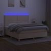 vidaXL Cama box spring c/ colch&atilde;o e LED 160x200 cm tecido cor creme