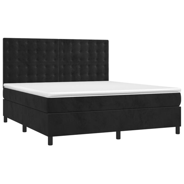 vidaXL Cama box spring c/ colch&atilde;o/LED 180x200 cm veludo preto