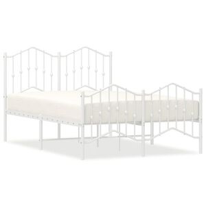 vidaXL Estrutura de cama com cabeceira e p&eacute;s 120x190 cm metal branco