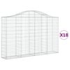 vidaXL Cestos gabi&atilde;o arqueados 18 pcs 200x30x120/140 ferro galvanizado