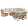 vidaXL Conjunto de Sof&aacute;s para Exterior 9 unid. Natural e Branco Creme