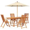 vidaXL Conjunto de Jantar ao Ar Livre com Guarda-Sol 6 unid. 4 lugar
