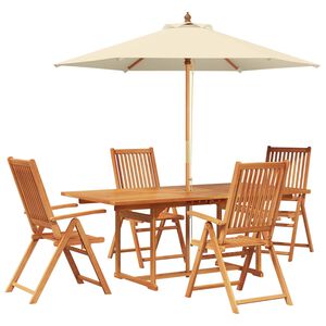 vidaXL Conjunto de Jantar ao Ar Livre com Guarda-Sol 6 unid. 4 lugar