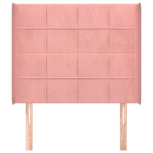 vidaXL Cabeceira de cama c/ abas veludo 83x16x118/128 cm rosa