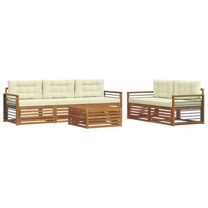 vidaXL Conjunto de Sof&aacute;s para Exterior 6 unid. Natural e Creme