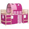 vidaXL Cama alta p/ crian&ccedil;a c/ t&uacute;nel 80x200 cm pinho maci&ccedil;o rosa