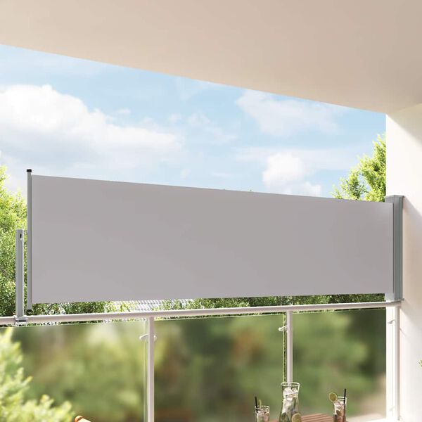 vidaXL Toldo lateral retr&aacute;til para p&aacute;tio 100x300 cm cinzento