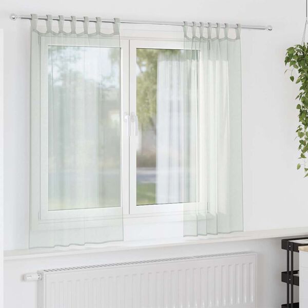 vidaXL Cortinas de voile com laços 2 pcs cinzento-claro 140x175 cm