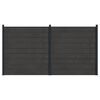 vidaXL Conjunto de Cercas 2 unid. 353 x 186 cm WPC e Alum&iacute;nio Preto