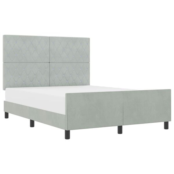 vidaXL Cama Box com cabeceira Cinzento-claro 140 x 190 cm Veludo