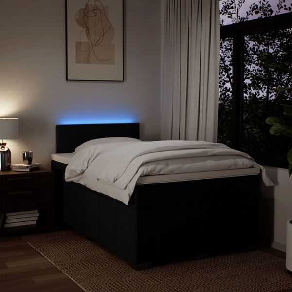 vidaXL Cama boxspring com colch&atilde;o 120x190 cm tecido preto