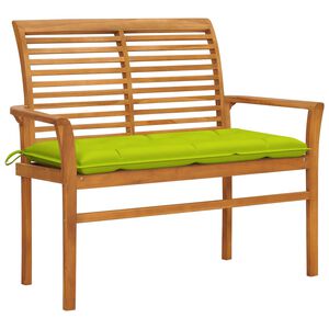 vidaXL Banco de jardim c/ almofad&atilde;o verde brilhante 112 cm teca maci&ccedil;a