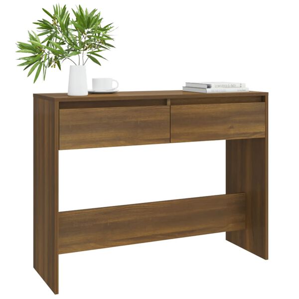 vidaXL Mesa consola 100x35x76,5 cm derivados madeira carvalho castanho