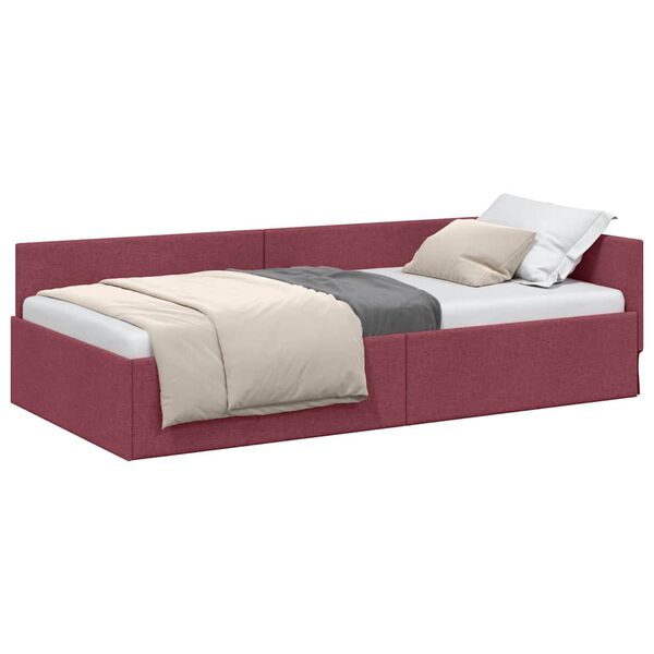 vidaXL Estrutura de Cama de Canto Vinho Vermelho 90 cm x 200 cm Veludo