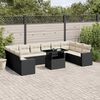 vidaXL 11 pcs conjunto sof&aacute;s de jardim c/ almofad&otilde;es vime PE preto