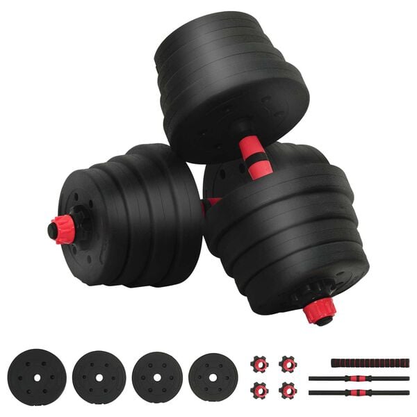 vidaXL Conjunto de Halteres 2 em 1 Preto e Vermelho