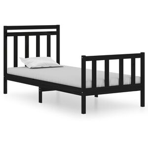 vidaXL Estrutura cama pequena solteiro 75x190 cm madeira maci&ccedil;a preto