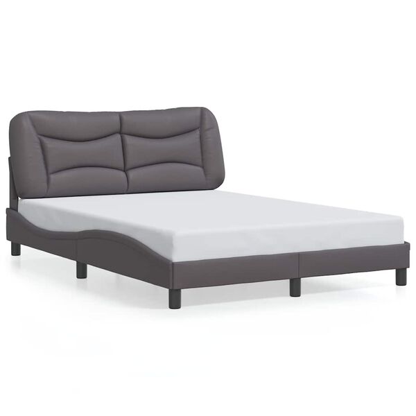 vidaXL Estrutura de cama sem colch&atilde;o Hvar 140x200cm couro artificial cinzento