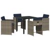 vidaXL Conjunto de Jantar para Jardim 5 unid. Cinzeto vime PE