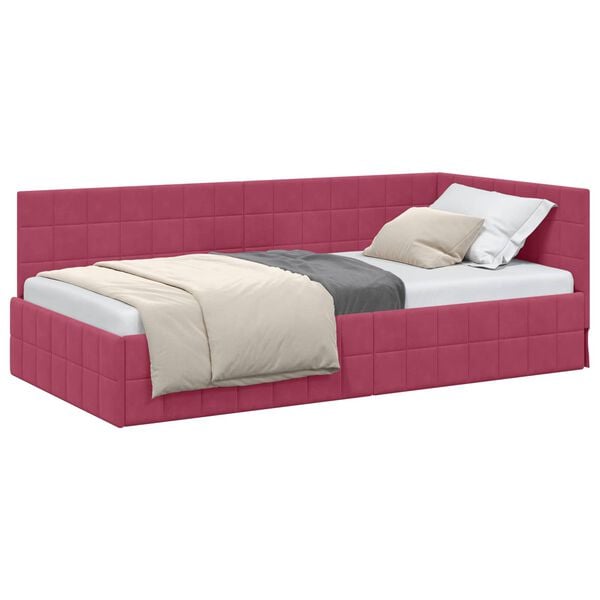 vidaXL Estrutura de Cama de Canto Vinho Vermelho 100 cm x 200 cm