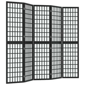 vidaXL Biombo dobr&aacute;vel com 5 pain&eacute;is estilo japon&ecirc;s 200x170 cm preto
