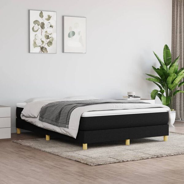 vidaXL Estrutura de cama com molas 140x190 cm tecido preto