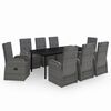 vidaXL 9 pcs conjunto de jantar para jardim com almofad&otilde;es cinza