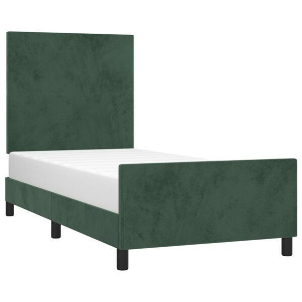 vidaXL Estrutura de cama sem colch&atilde;o 80x200 cm veludo verde-escuro