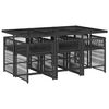 vidaXL 7 pcs conjunto de jantar p/ jardim c/ almofad&otilde;es vime PE preto