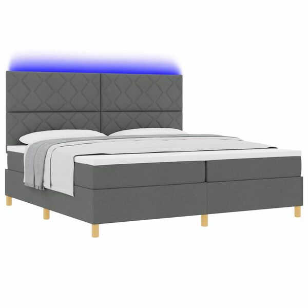 vidaXL Cama Box com colchão Cinzento escuro 200 x 200 cm tecido