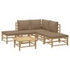 vidaXL 6 pcs conj. lounge jardim bambu almofadões cinzento-acastanhado