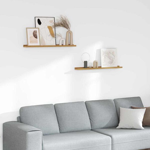 vidaXL Prateleira de Parede com prateleira 2 pcs Bege 80 x 9 x 3 cm