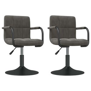 vidaXL Cadeiras de jantar girat&oacute;rias 2 pcs veludo cinzento-escuro