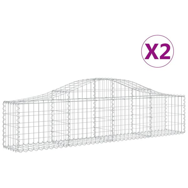 vidaXL Cestos gabião arqueados 2 pcs 200x30x40/60 cm ferro galvanizado