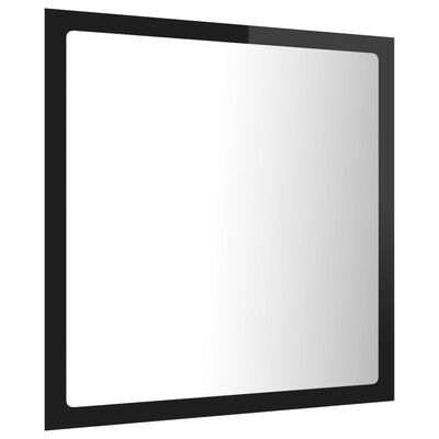 vidaXL Espelho casa banho c/ LED 40x8,5x37 cm acrílico preto brilhante