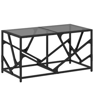 vidaXL Mesa de centro com topo em vidro preto 78,5x40x41 cm a&ccedil;o