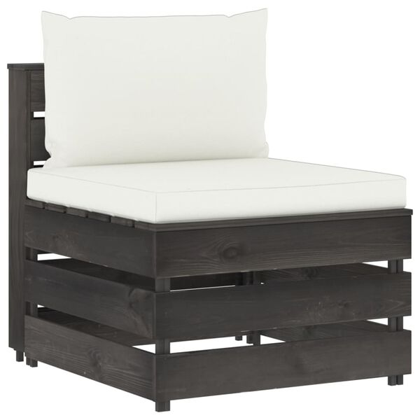 vidaXL 12pcs conj. lounge jardim + almofad&otilde;es madeira impreg. cinzento