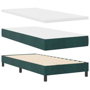 vidaXL Cama Box Spring LED com colch&atilde;o Verde Escuro 90 x 190 cm Veludo