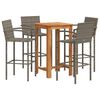 vidaXL 5 pcs conjunto de bar p/ jardim ac&aacute;cia maci&ccedil;a/vime PE cinzento
