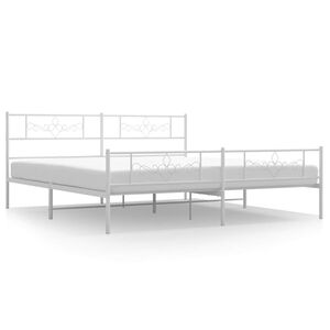 vidaXL Estrutura de cama com cabeceira e p&eacute;s 193x203 cm metal branco