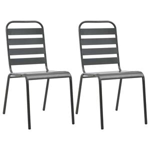 vidaXL Cadeiras de exterior empilh&aacute;veis 2 pcs a&ccedil;o cinzento