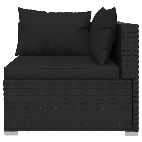 vidaXL 12 pcs conjunto lounge de jardim c/ almofad&otilde;es vime PE preto