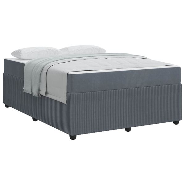 vidaXL Estrutura da Cama com colch&atilde;o Cinza Escuro 160 x 200 cm tecido