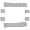 vidaXL 10 pcs conjunto de m&oacute;veis de TV contraplacado cinzento cimento