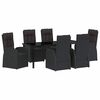 vidaXL Conjunto de Jantar para Jardim com almofada 7 pcs Preto vime PE