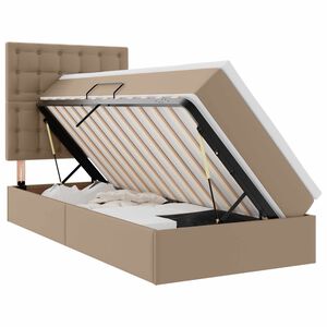 vidaXL Cama com arruma&ccedil;&atilde;o e LED Cappuccino 90 x 190 cm Couro Sint&eacute;tico