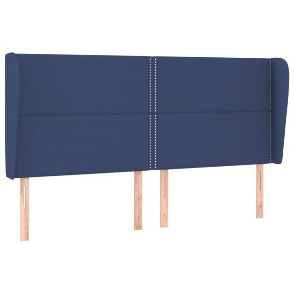 vidaXL Cabeceira de cama c/ abas tecido 163x23x118/128 cm azul