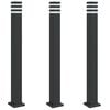 vidaXL Candeeiro ch&atilde;o p/ exterior c/ tomada 3 pcs 110cm alum&iacute;nio preto