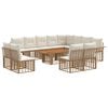 vidaXL Conjunto de Sof&aacute; de Jardim 13 unid. Natural e Branco Creme